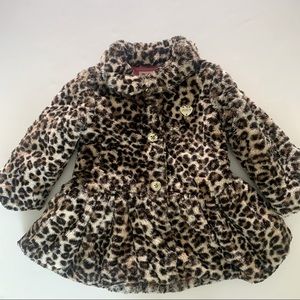 JUICY COUTURE Kurtka Dziewczynki Leopard Animal Print Faux Fur Coat / Jacket 2T
